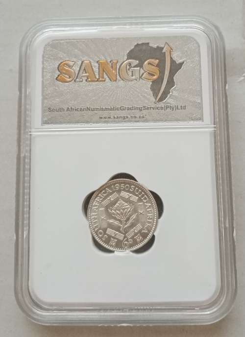 1950 Union silver sixpence SANGS MS63