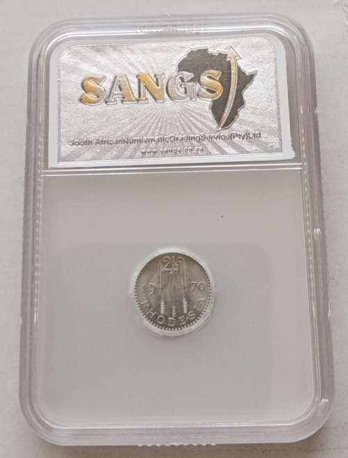 1970 Rhodesia 2 1/2c SANGS MS62 (Mint State)