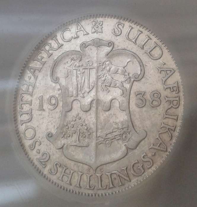 Scarcer 1938 Union silver 2 Shillings SANGS VF20