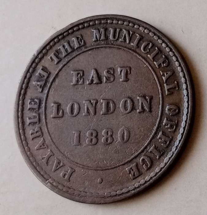 1880 East London Municipal 1 penny Ferry token
