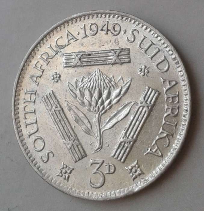 High grade 1949 Union silver tickey in AU