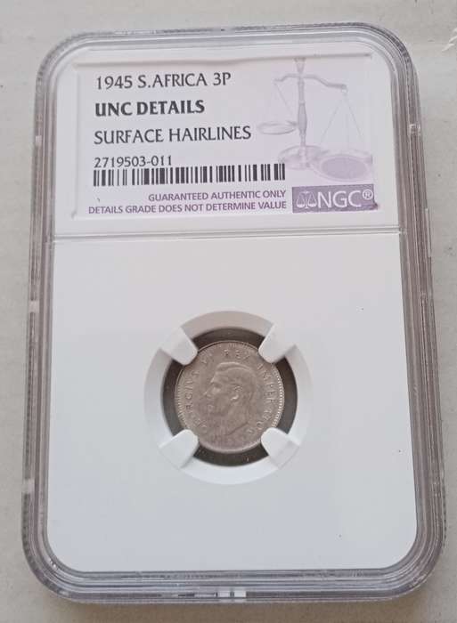 1945 Union silver tickey NGC Uncirculated Details