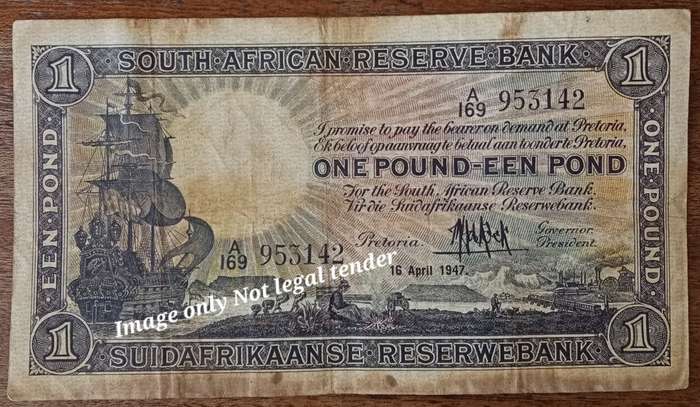 1947 M.H de Kock 1 pound note