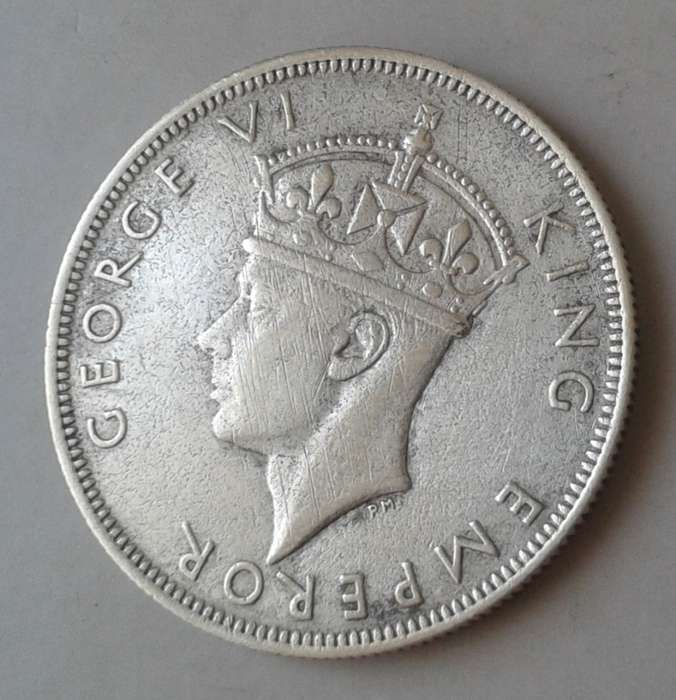 1942 Southern Rhodesia sterling silver half crown with XF Details