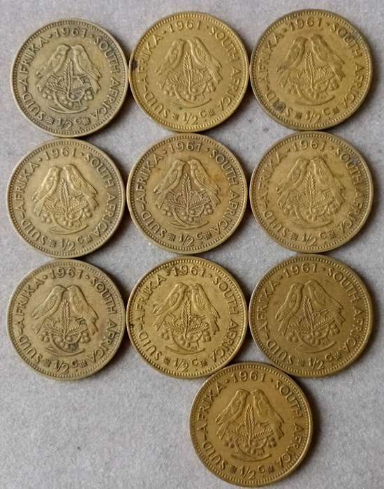 Lot of x10 republic 1/2c coins (1961)