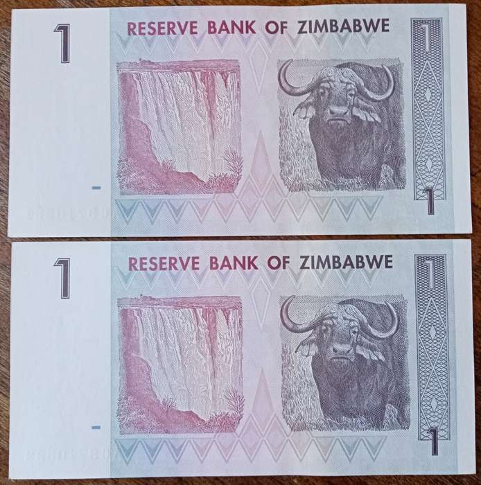 2007 Zimbabwe uncirculated $1 set in sequence