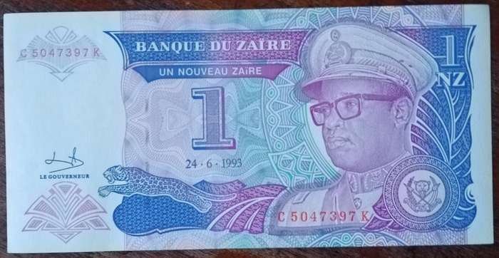 1993 Zaire uncirculated 1 Nouveau