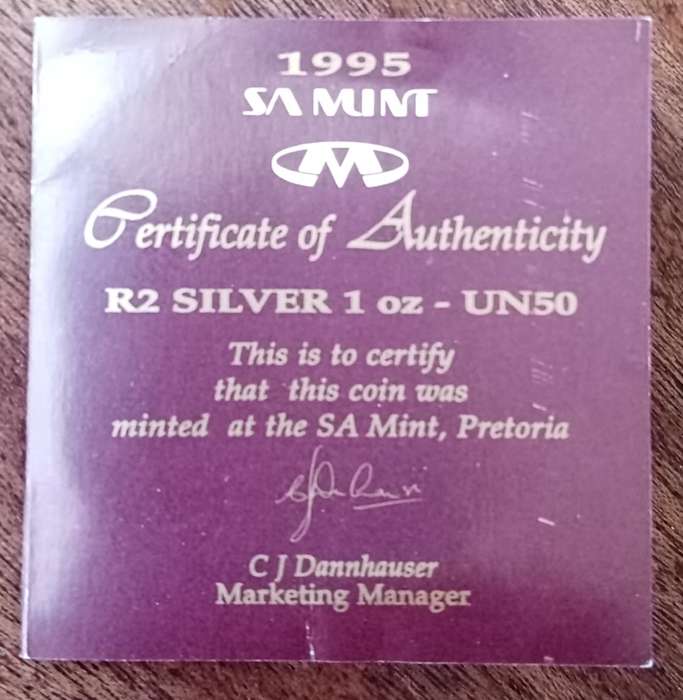 1995 United Nations proof silver 1oz R2 certificate