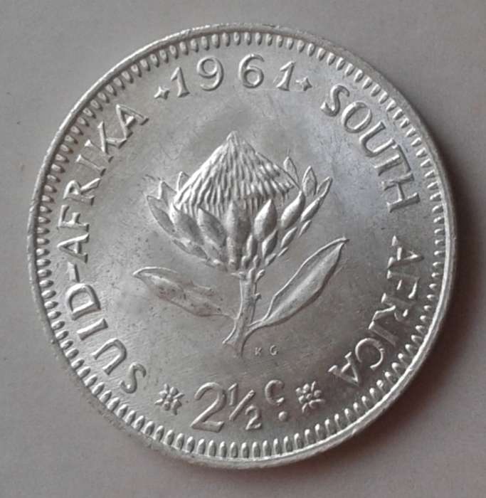 1961 Republic silver 2 1/2c in lustrous uncirculated.