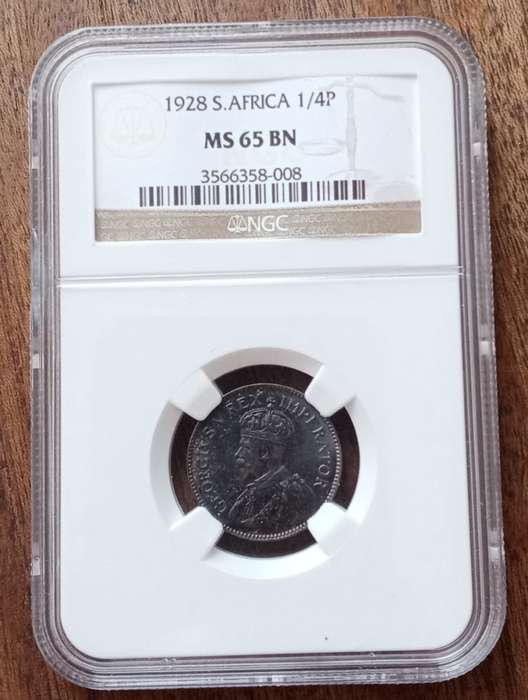 Scarcer 1928 union 1/4 Penny NGC MS65 BN