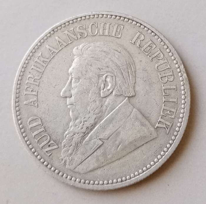 1895 ZAR Kruger silver 2 1/2 Shillings in VF