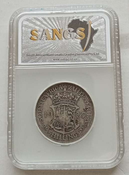 Scarce 1925 union silver 2 1/2 Shillings SANGS VF20