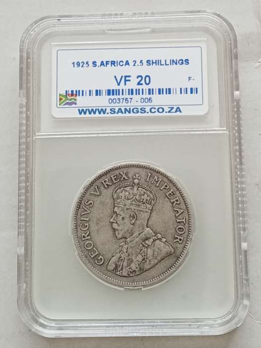 Scarce 1925 union silver 2 1/2 Shillings SANGS VF20