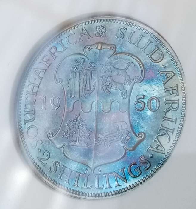 Rare 1950 union proof silver 2 Shillings ANACS PF67 (Top Pop) Mintage: 500