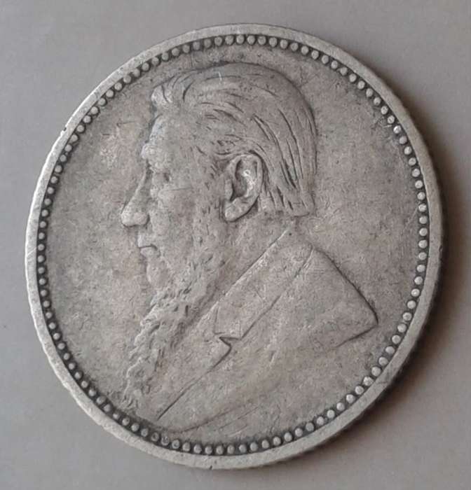 Scarcer 1893 ZAR Kruger silver sixpence in VF.