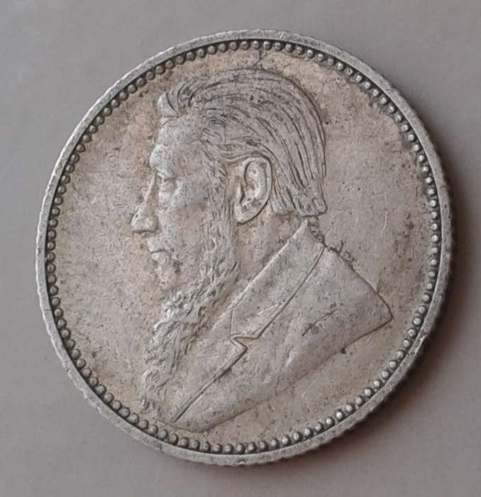 Nice 1897 ZAR Kruger silver sixpence in AXF