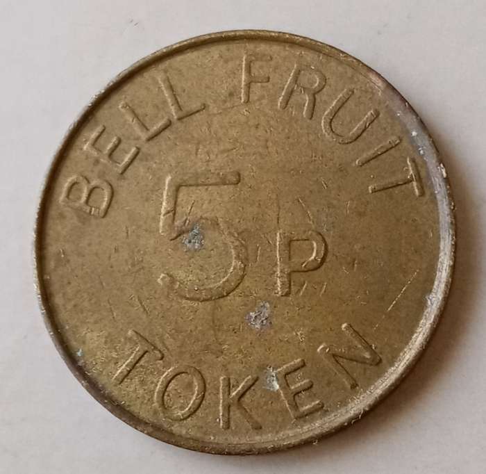 Vintage British Bell Fruit 5P gaming token
