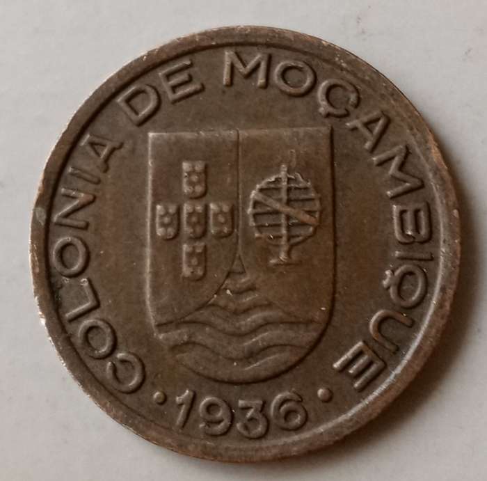 1936 Mozambique 10 Centavos in VF