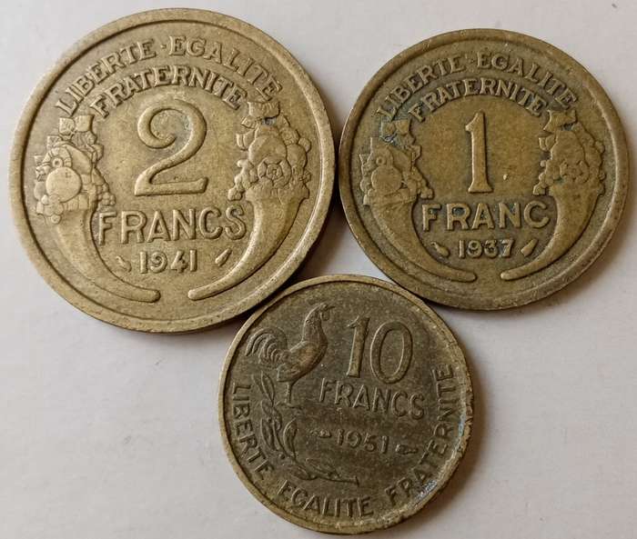 Lot of x3 old French coins