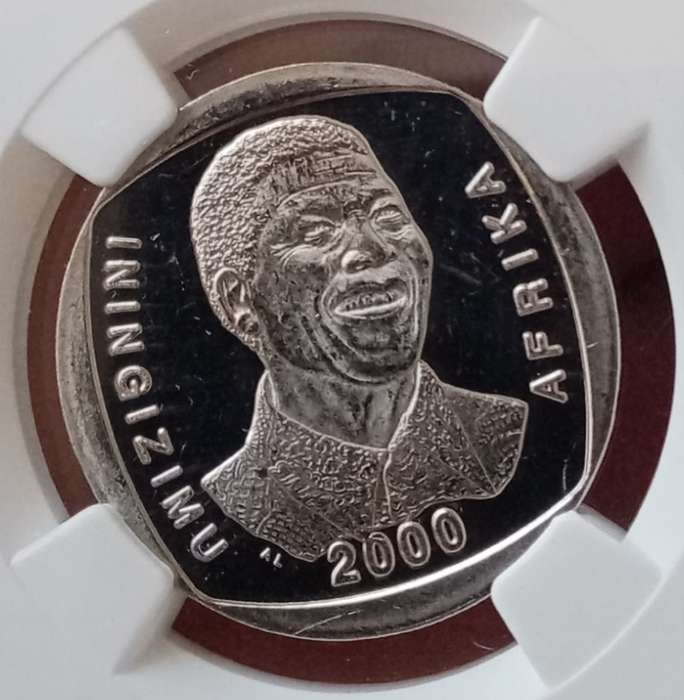Scarcer grade 2000 Mandela R5 NGC graded PF62 Ultra Cameo (only 38)