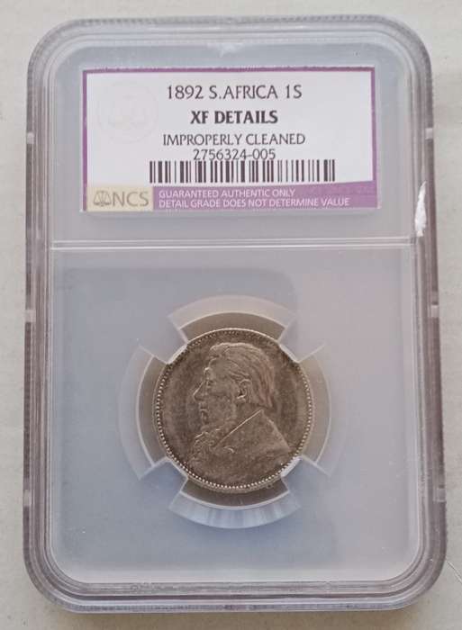 1892 ZAR Kruger silver shilling NCS XF Details
