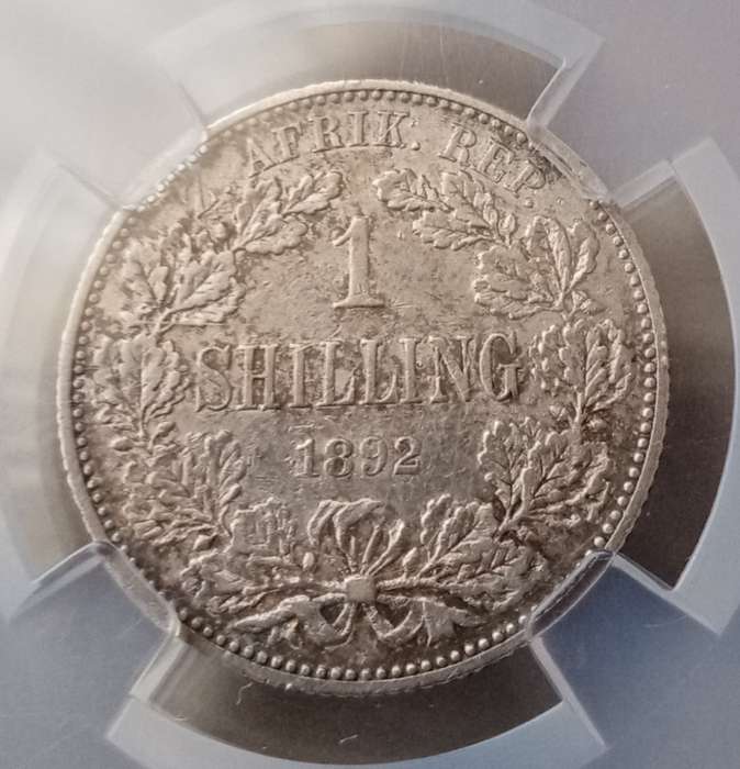 1892 ZAR Kruger silver shilling NCS XF Details