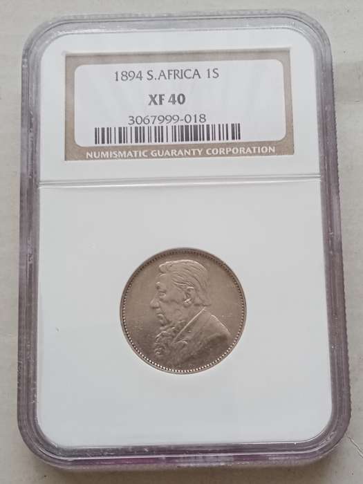 Higher grade 1894 ZAR Kruger silver shilling NGC XF40