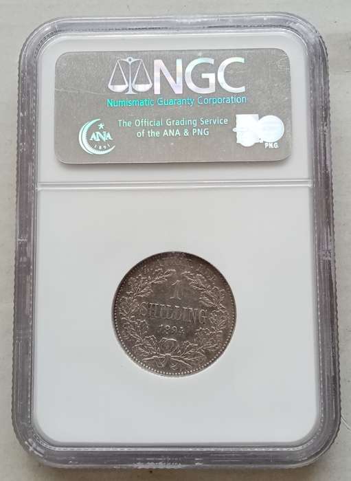 Higher grade 1894 ZAR Kruger silver shilling NGC XF40
