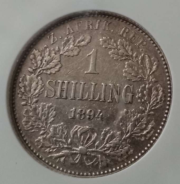 Higher grade 1894 ZAR Kruger silver shilling NGC XF40