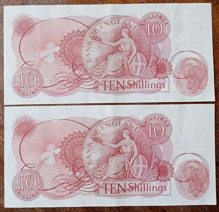 1967 England 10 Shillings note in high grade
