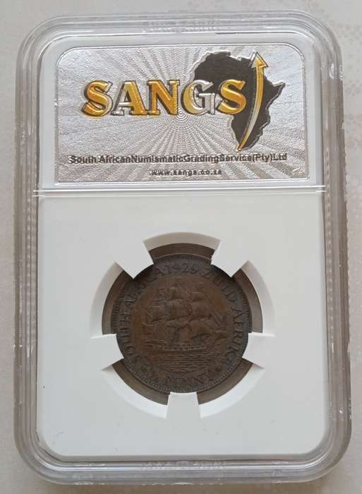 1929 Union 1/2 penny SANGS AU55 BN