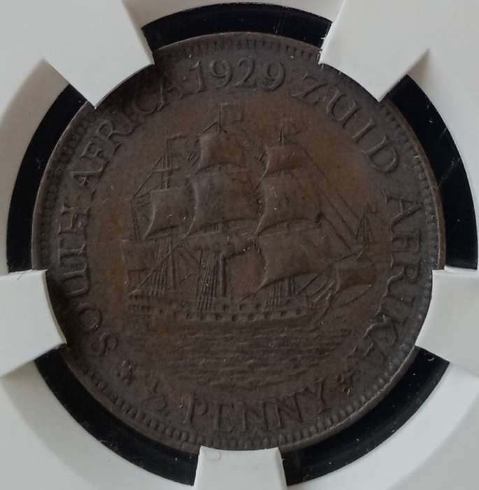 1929 Union 1/2 penny SANGS AU55 BN