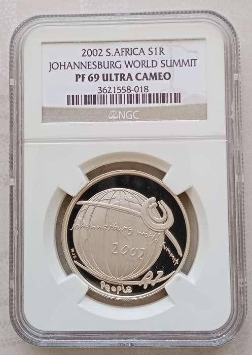 2002 JHB World Summit proof silver R1 NGC PF69 Ultra Cameo (High grade)
