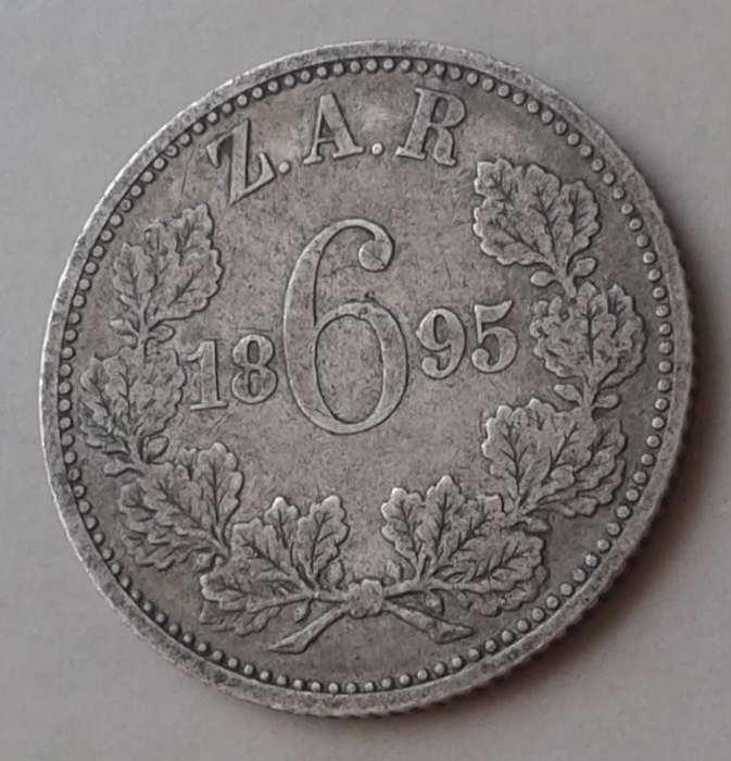 1895 ZAR Kruger silver sixpence in VF
