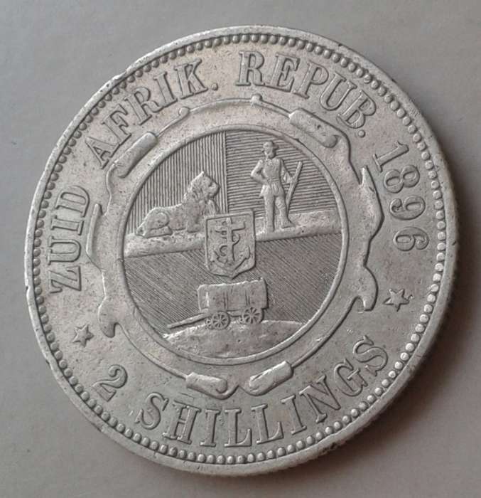 1896 ZAR Kruger silver 2 Shillings in VF+
