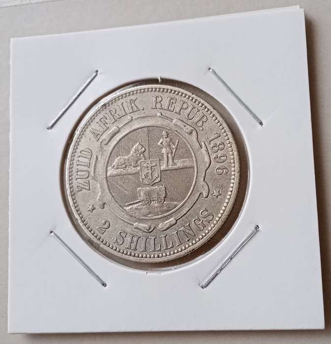 1896 ZAR Kruger silver 2 Shillings in VF+