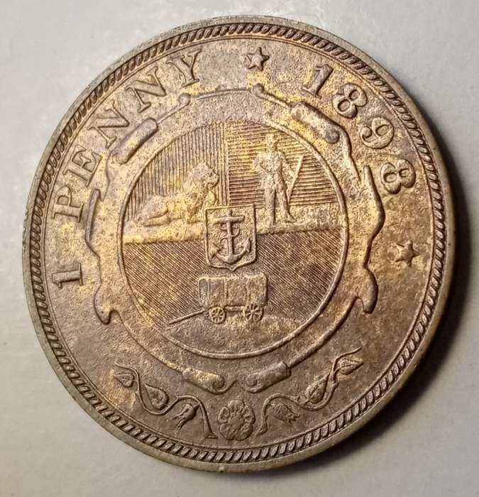 High grade 1898 ZAR Kruger penny in AU+