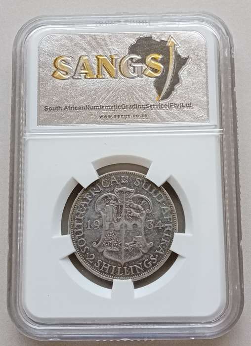 Nice 1934 union silver 2 Shillings SANGS XF40
