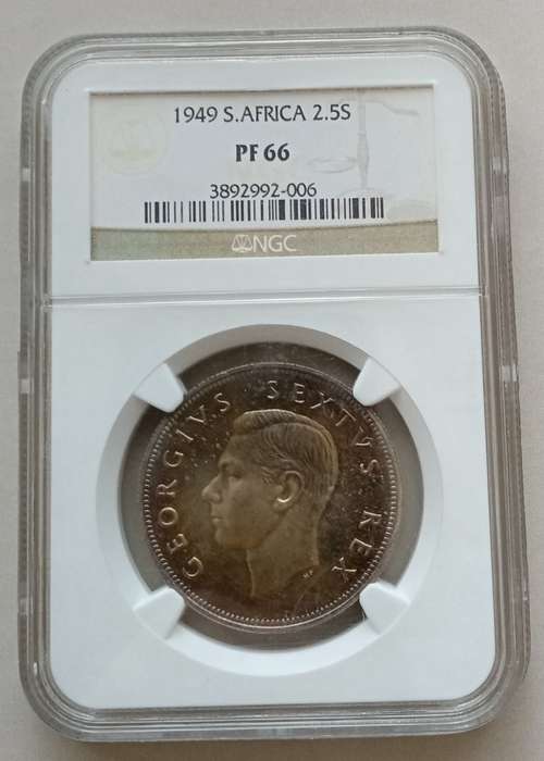 Scarce 1949 union proof silver 2 1/2 Shillings NGC PF66 (Mintage 800)