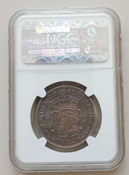 Scarce 1949 union proof silver 2 1/2 Shillings NGC PF66 (Mintage 800)