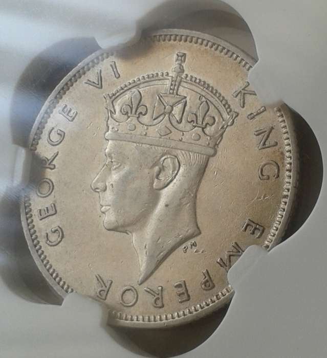 Rare 1939 Southern Rhodesia sterling silver 2 Shillings SANGS XF45 (Key date) CV $325