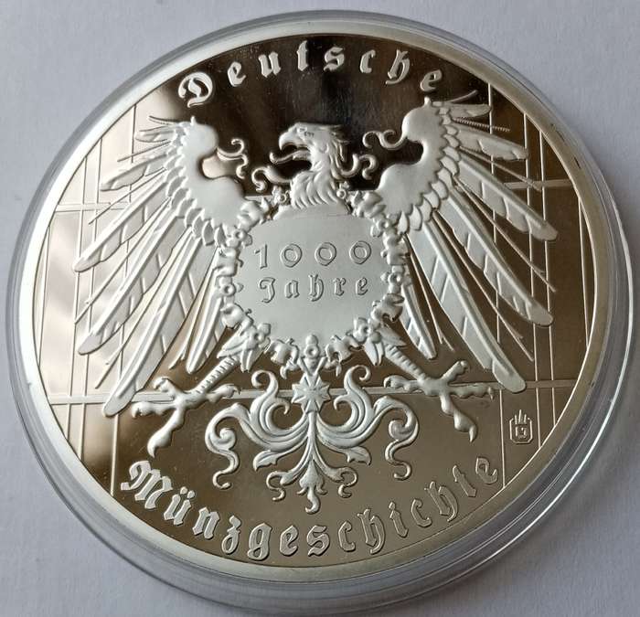 Large 70mm encapsulated German silver/gold plated proof medal incl.certificate (Beautiful)
