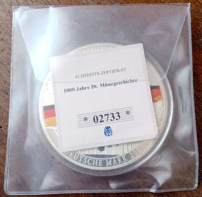 Large 70mm encapsulated German silver/gold plated proof medal incl.certificate (Beautiful)