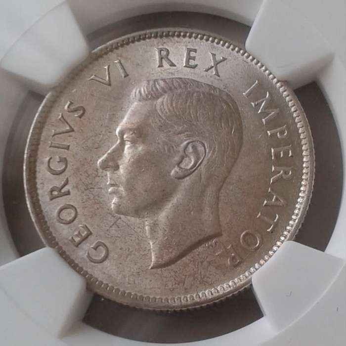 High grade 1941 union silver 2 Shillings NGC AU58