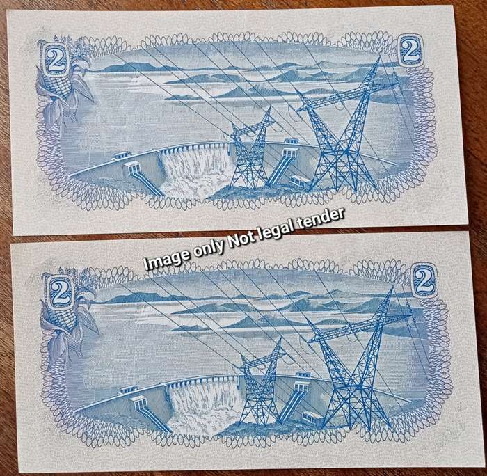 Lot of x2 consecutive 1974 T.W de Jongh R2 notes (Uncirculated)