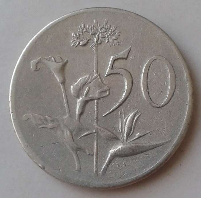 Scarce 1965 Afrikaans 50c circulation strike.