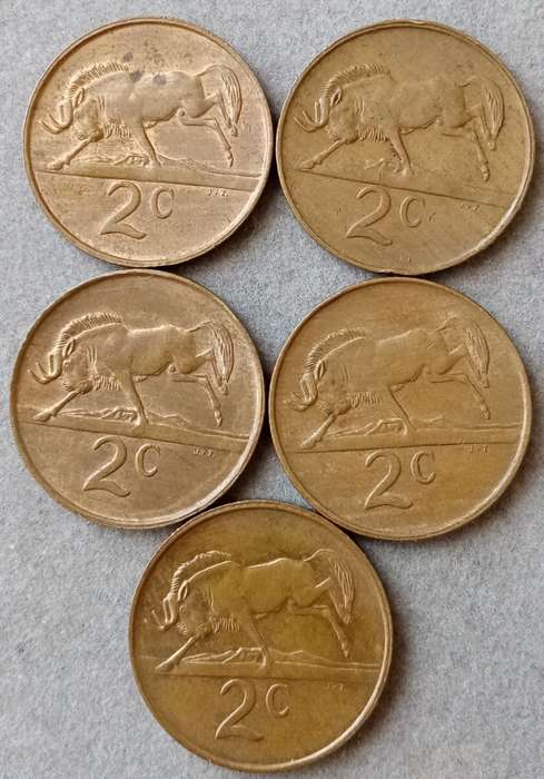 Lot of x5 republic 1989 2c coins