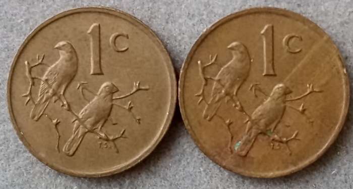 Set of x2 republic 1977 1c coins
