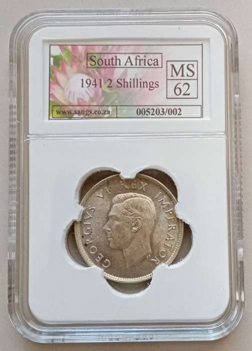 1941 Union silver 2 Shillings SANGS MS62
