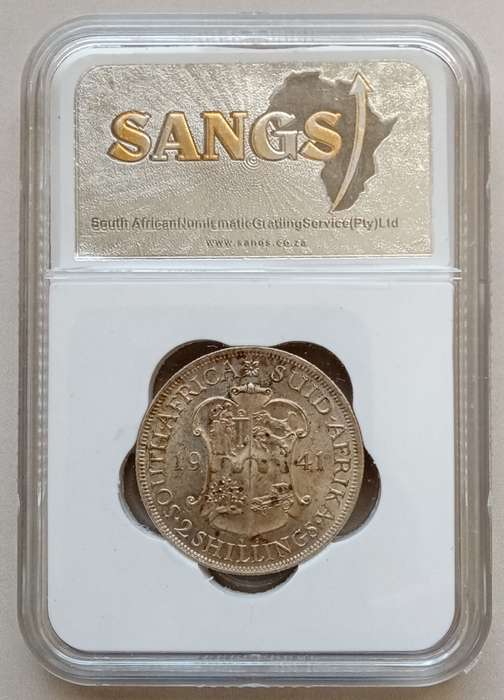 1941 Union silver 2 Shillings SANGS MS62